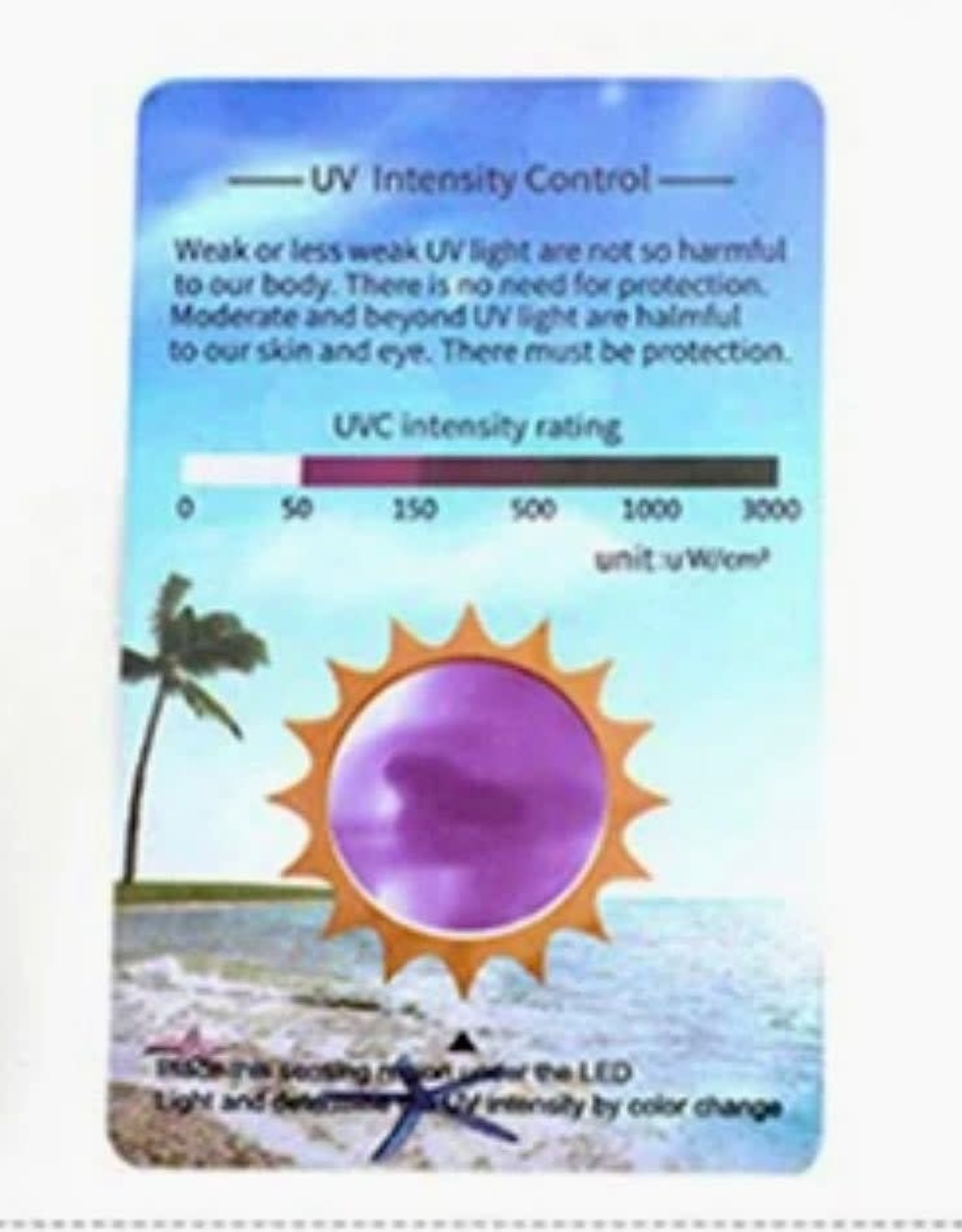 UVB TEST CARD- OUTDOOR AND INDOOR UVB TESTER- 1 CARD