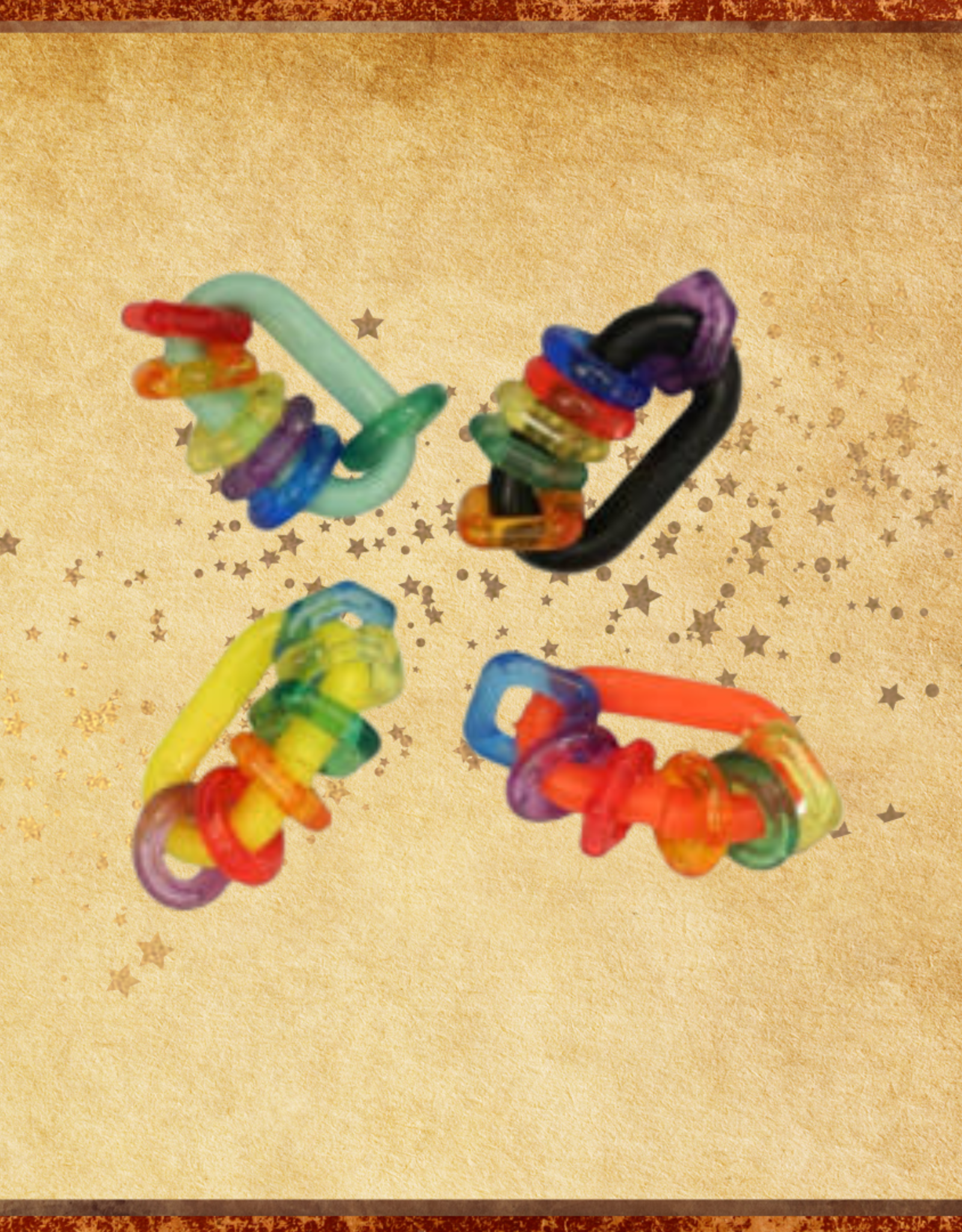 RHONDA'S AVIARY FOOT TOY- THE RATTLER- 2X1- ASSORTED COLORS- VARIATIONS ON A THEME, NOT ALL IDENTICAL- 1 PC