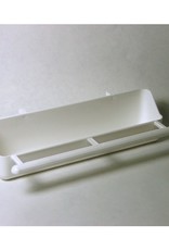 2-GR SEED TROUGH- PLASTIC- 1.5X1.5X7-INCHES- WITH PERCH- WHITE