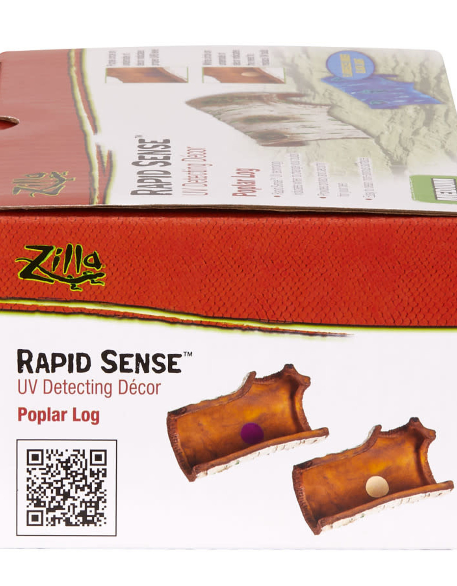 ZILLA PET PRODUCTS ZILLA- RAPID SENSE UV DECOR- 2.75X3.75X5.9- POPLAR LOG- MEDIUM