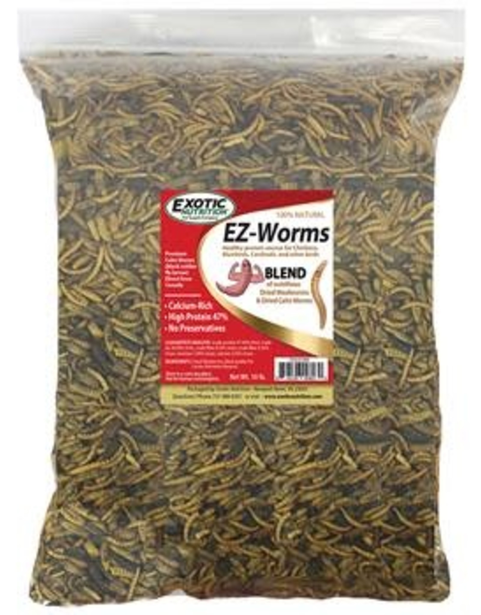 EXOTIC NUTRITION BIN #SA 106- EXOTIC NUTRITION- 728EN- EZ-WORMS- 2X2X2-  PER OZ