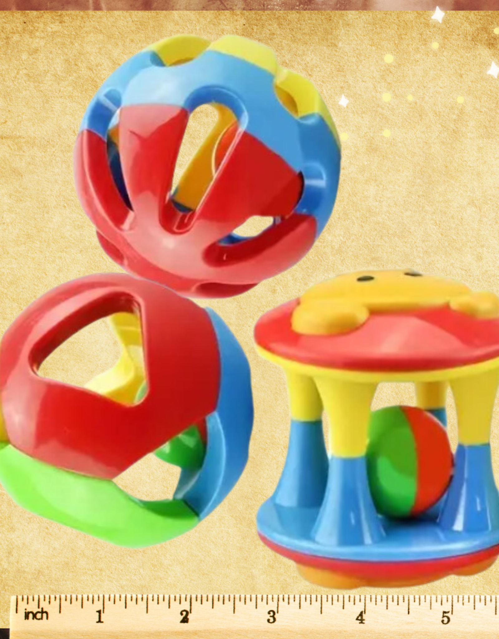 FOOT TOY-3X3X3- BIRDIE BALL- SHAPES- COLORS VARY- EACH