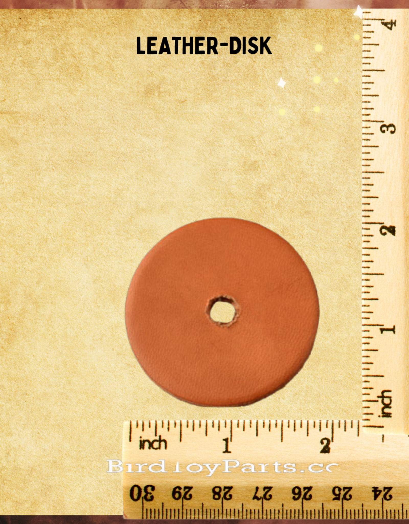 SUPER BIRD CREATIONS TOY MAKING- LEATHER  CIRCLE (DISK)- 2X2X.25- 5/16"  HOLE- EACH