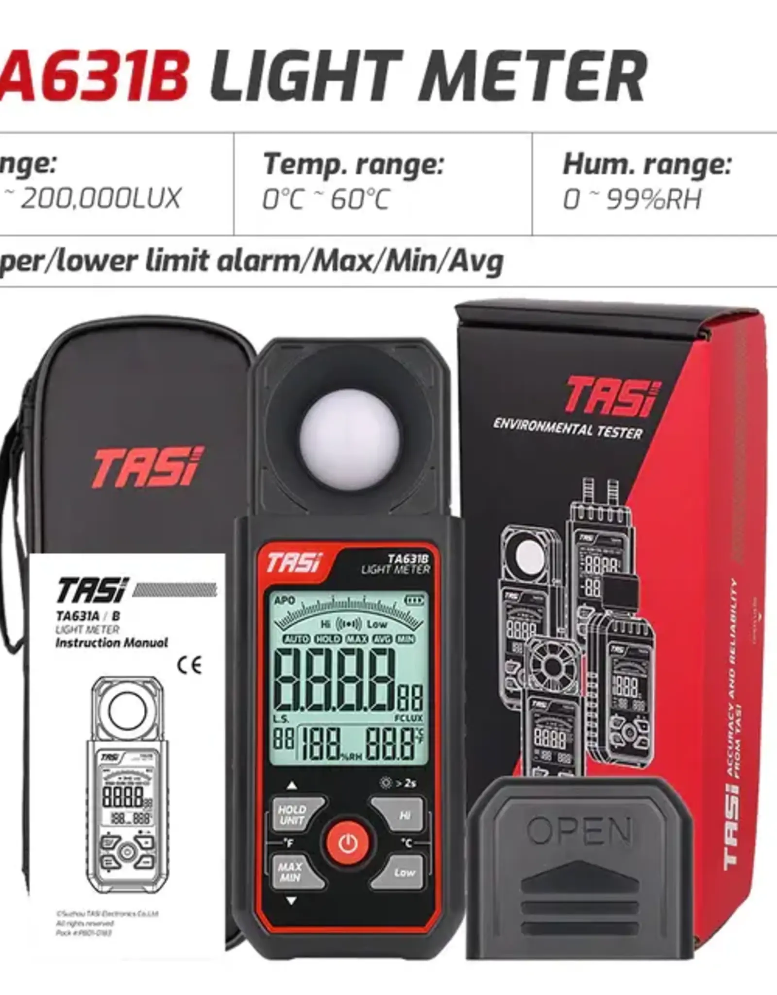 TASI TA631B SERIES-DIGITAL LIGHT METER- UVB+TEMP+HUMIDITY-ALL IN ONE!