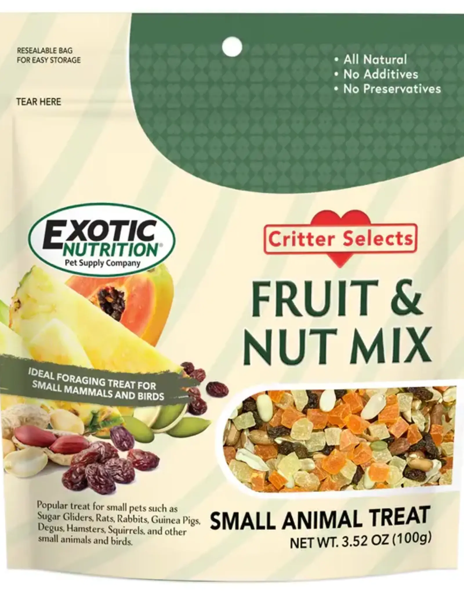 EXOTIC NUTRITION 131EN- TREAT- 2X4X6- FRUIT AND NUT MIX- 3.52 OZ
