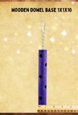 TOY MAKING- TOY BASE- WOOD- 4X4X7- WOODEN DOWEL- W/CHAIN AND  PEAR HOOK