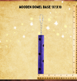 TOY MAKING- TOY BASE- WOOD- 4X4X7- WOODEN DOWEL- W/CHAIN AND  PEAR HOOK