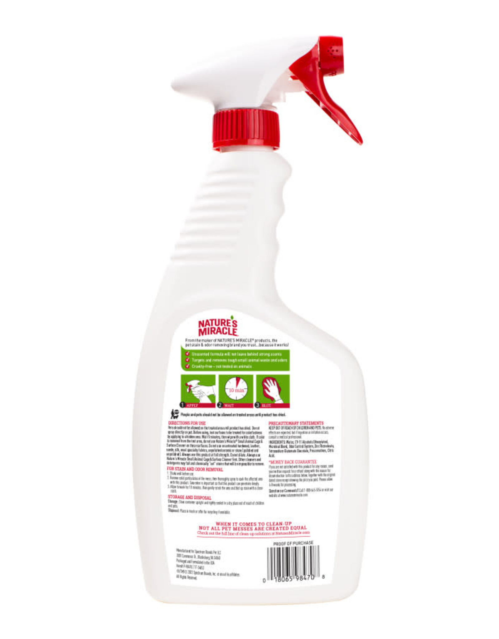 SPECTRUM BRANDS NATURE'S MIRACLE- 5x11x2- CLEANER- BIO-ENZYMATIC- CAGE AND SURFACE- SMALL ANIMAL- 24 OZ