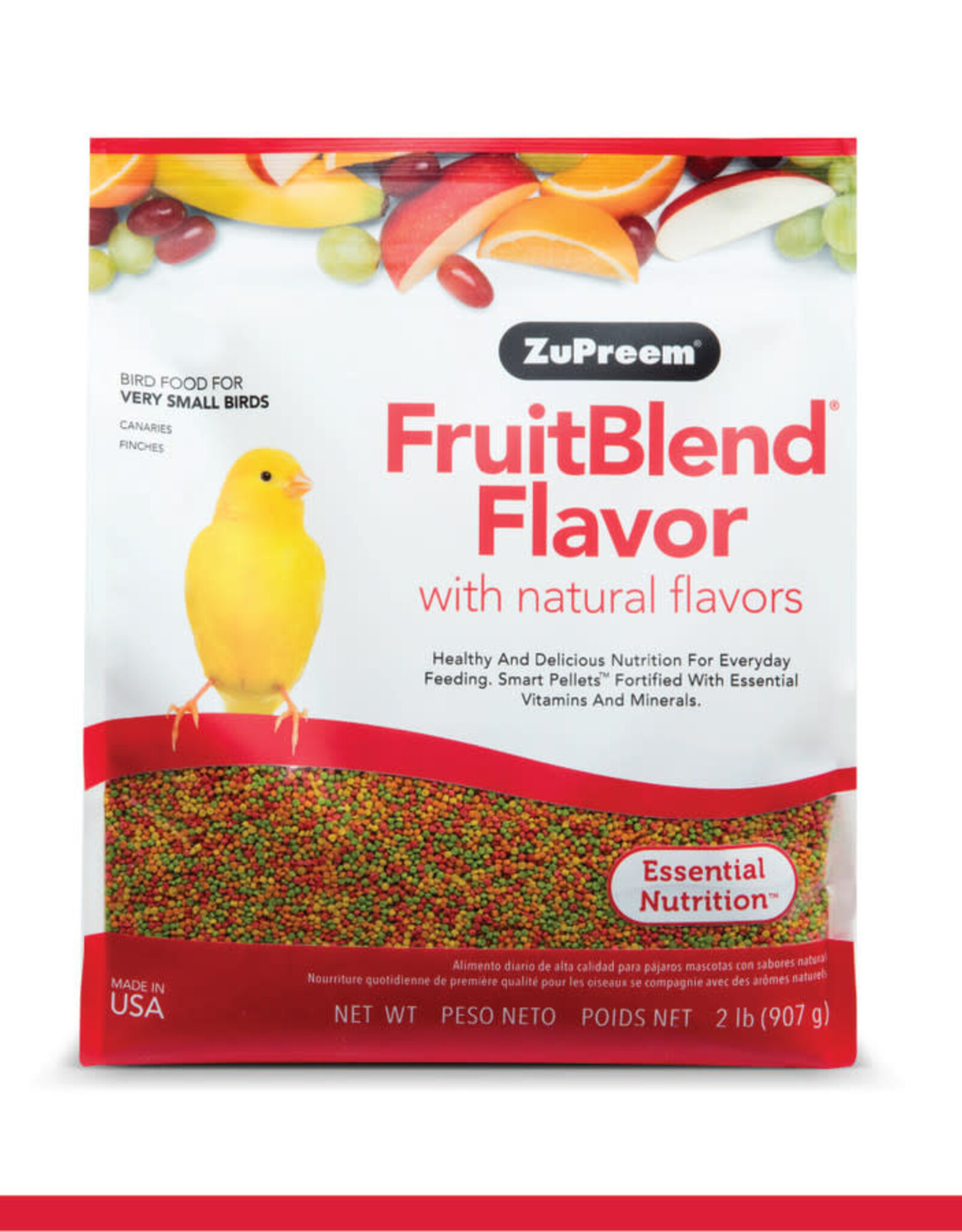 ZUPREEM ZUPREEM- FRUIT BLEND- PELLETED DIET- 8X6X3- 2 LB- EXTRA SMALL