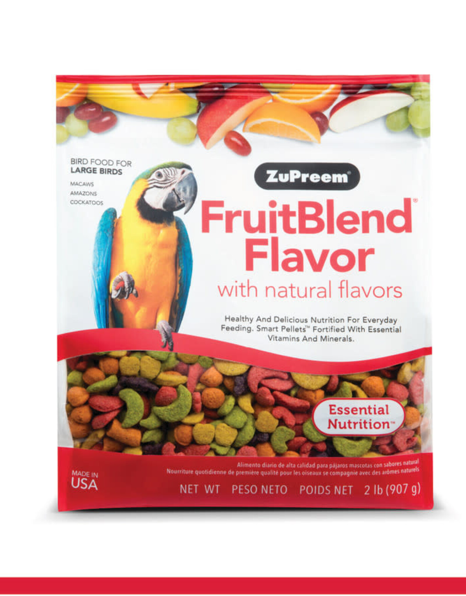 ZUPREEM ZUPREEM- FRUIT BLEND- PELLETED DIET- 8X6X3- 2 LB- LARGE BIRD