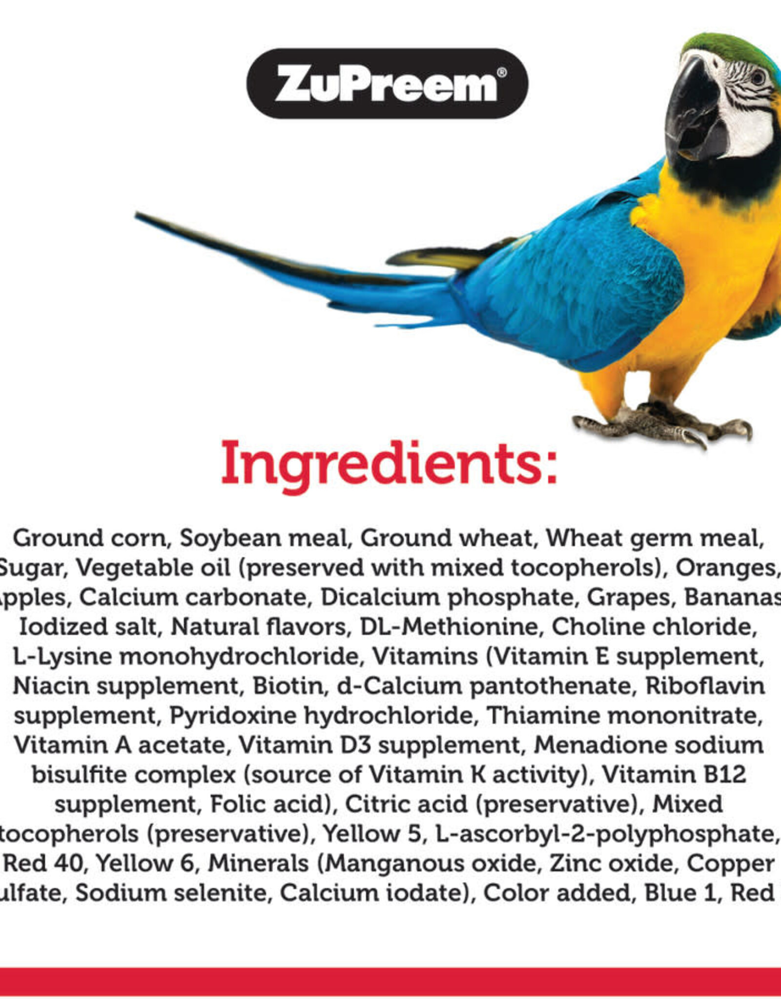 ZUPREEM ZUPREEM- FRUIT BLEND- PELLETED DIET- 8X6X3- 2 LB- LARGE BIRD