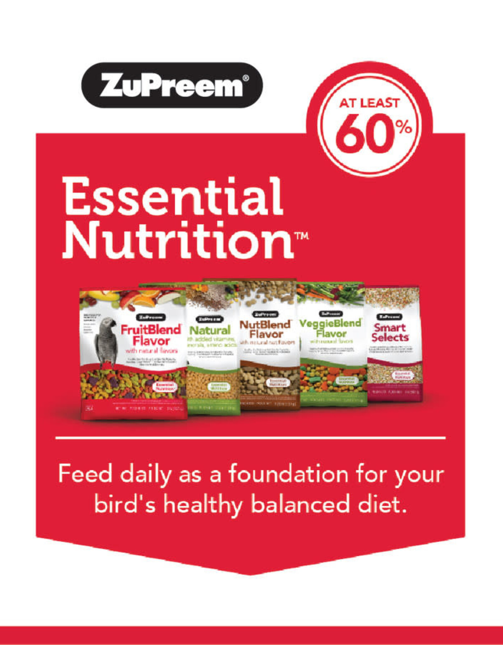 ZUPREEM ZUPREEM- FRUIT BLEND- PELLETED DIET- 8X6X3- 2 LB- MEDIUM BIRD