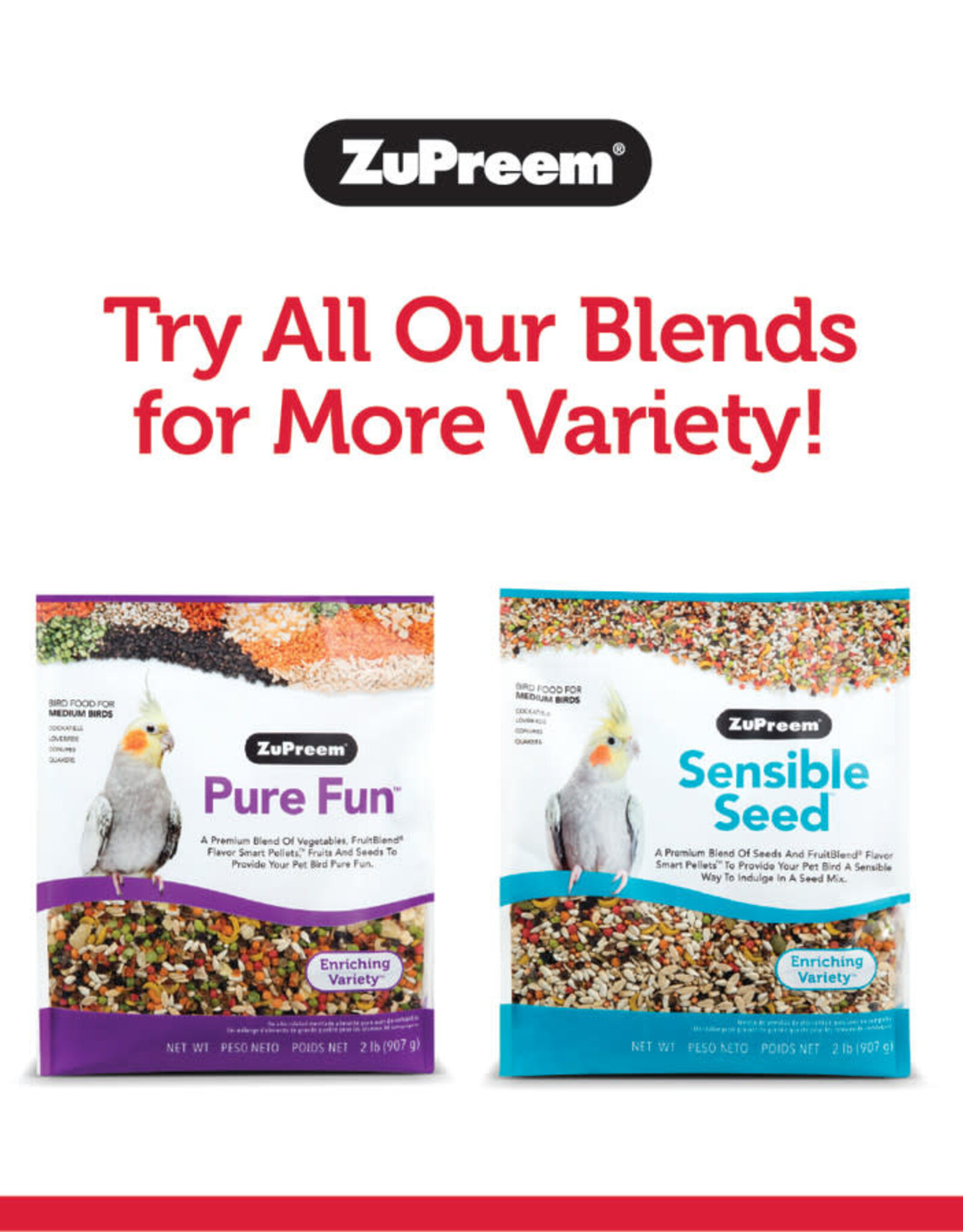 ZUPREEM ZUPREEM- FRUIT BLEND- PELLETED DIET- 8X6X3- 2 LB- MEDIUM BIRD