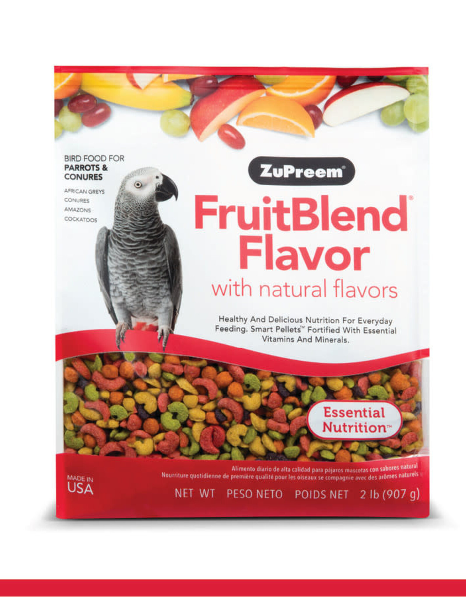 ZUPREEM ZUPREEM- FRUIT BLEND- PELLETED DIET- 8X6X3- 2 LB- PARROT/CONURE