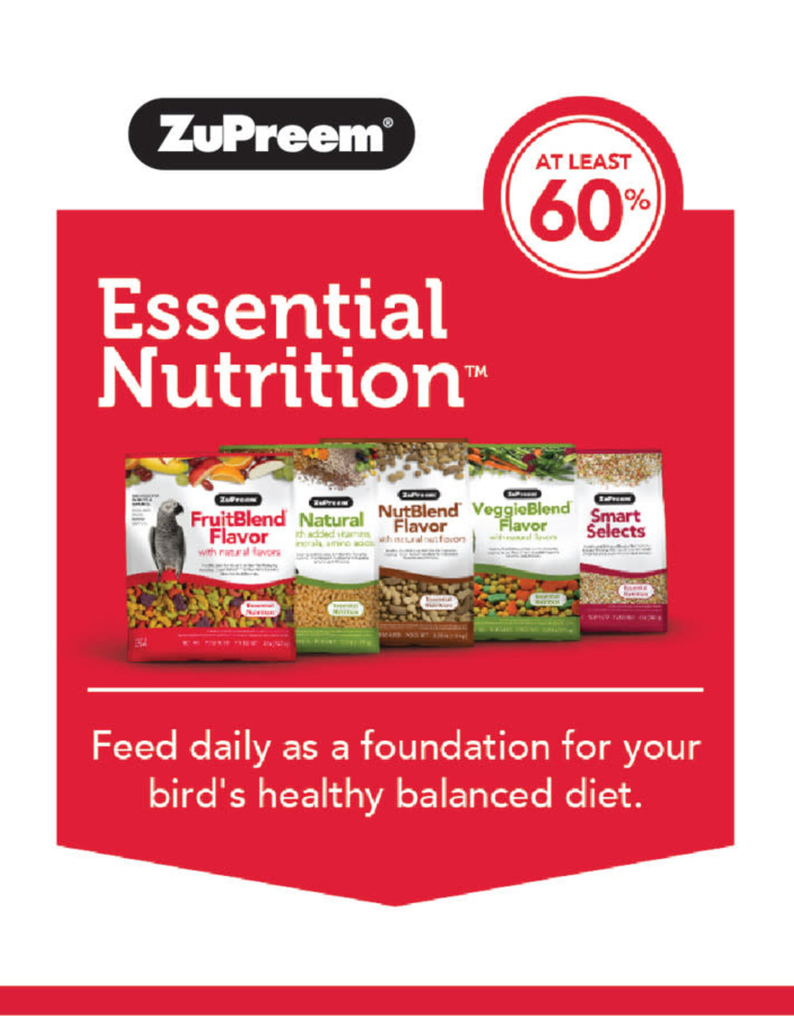 ZUPREEM ZUPREEM- FRUIT BLEND- PELLETED DIET- 8X6X3- 2 LB- PARROT/CONURE
