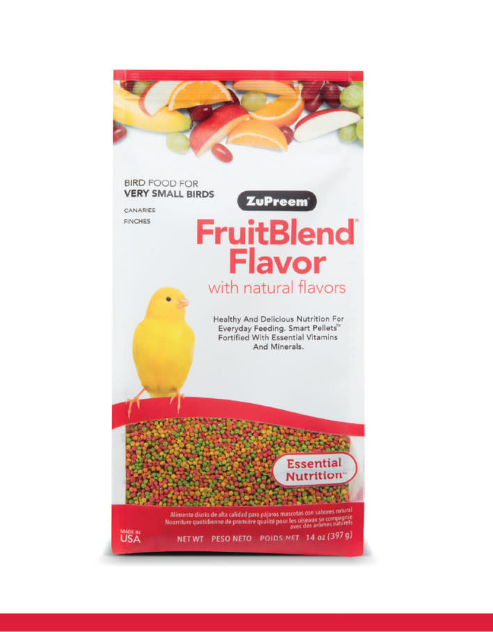 ZUPREEM ZUPREEM- FRUIT BLEND- PELLETED DIET- 5X3X8- 14 OZ- EXTRA SMALL