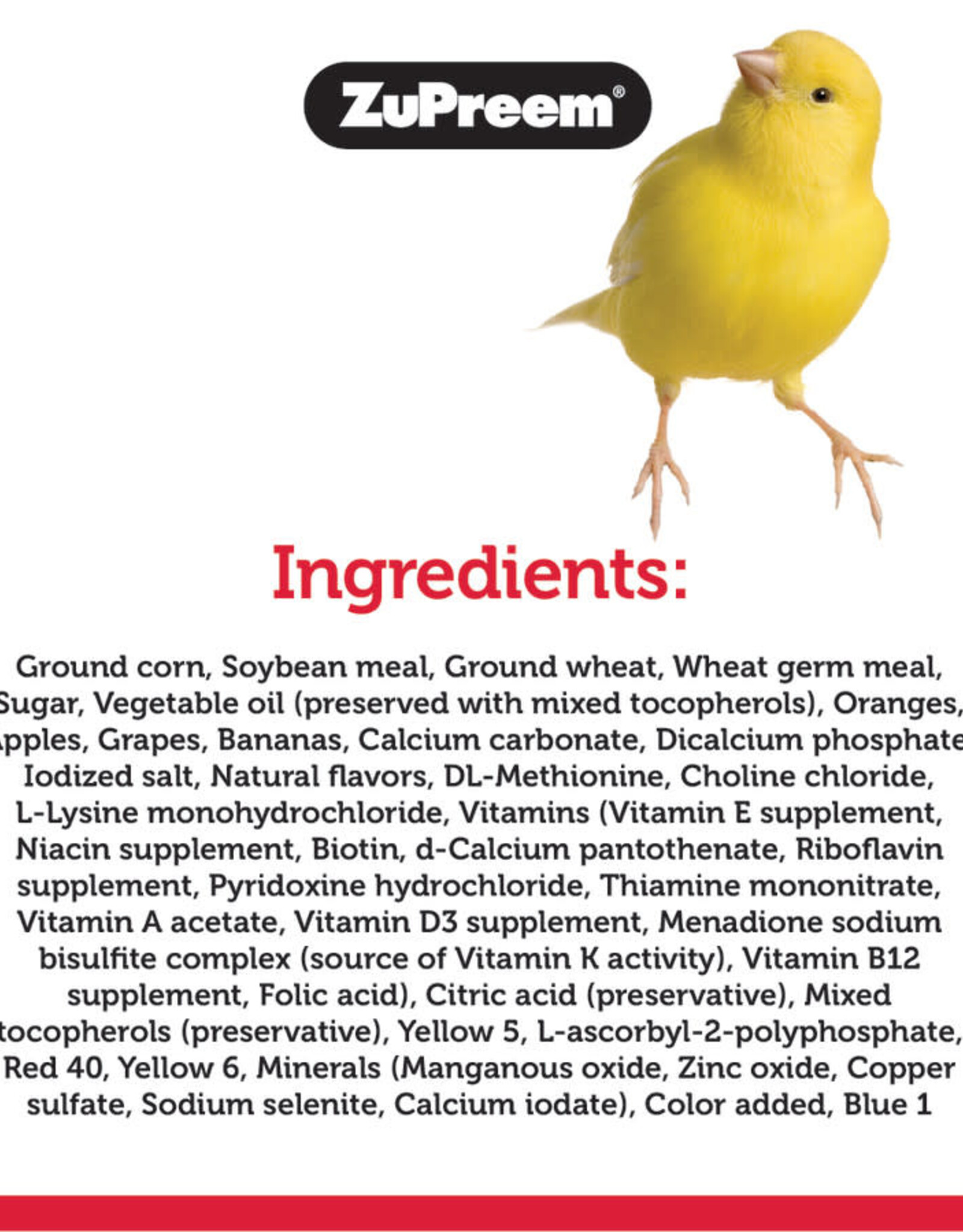ZUPREEM ZUPREEM- FRUIT BLEND- PELLETED DIET- 5X3X8- 14 OZ- EXTRA SMALL