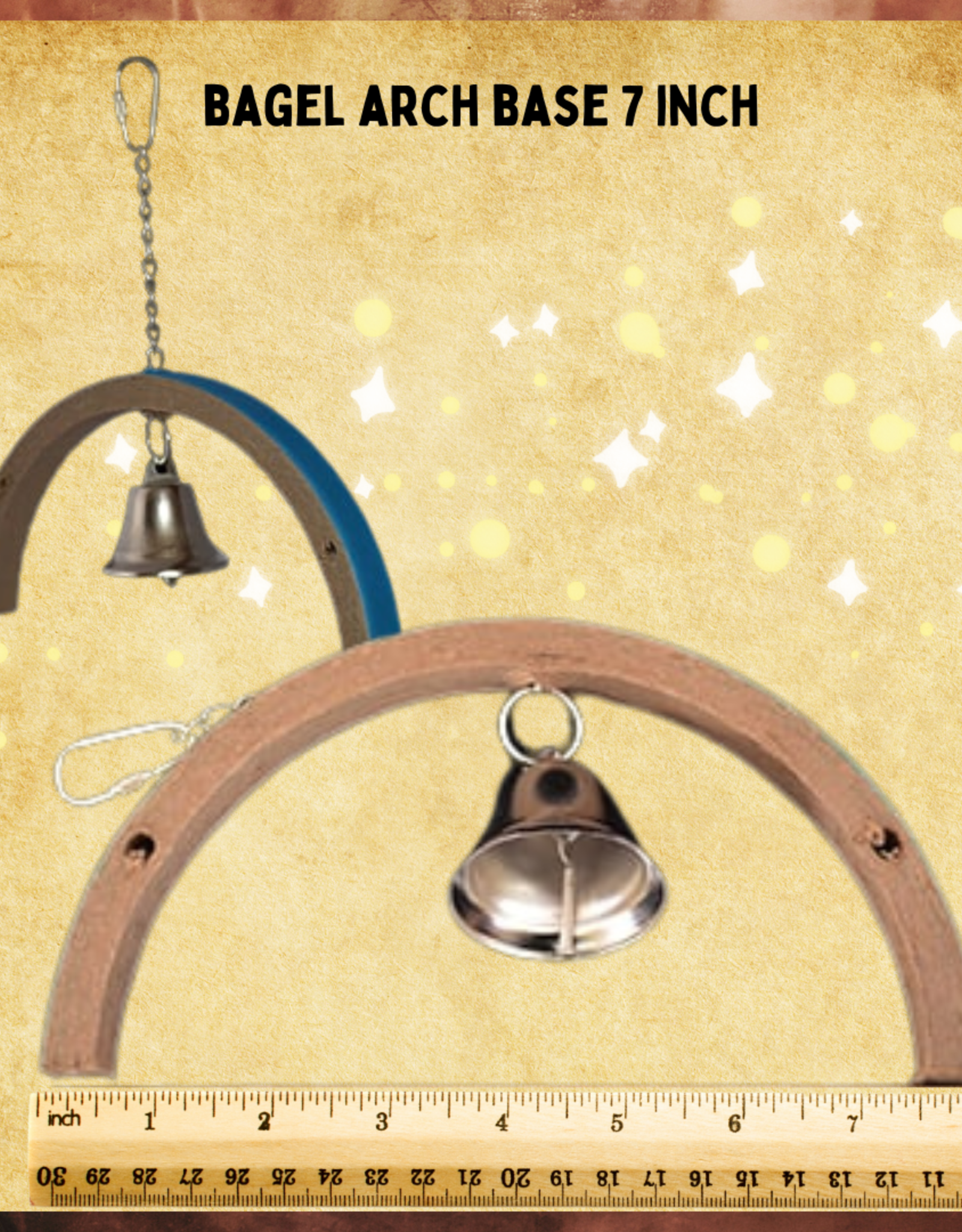 TOY MAKING- TOY BASE- BAGEL- 10X.5X9- ARCH- BAGEL ARCH- W/CHAIN AND BELL