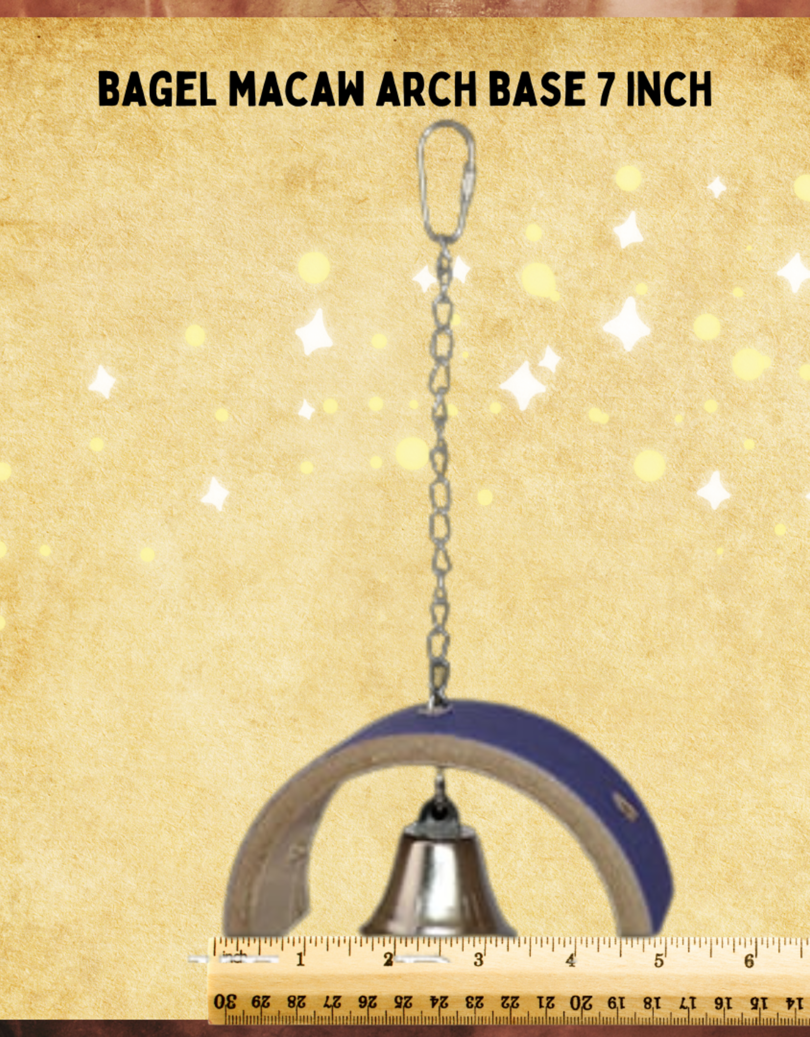 TOY MAKING- TOY BASE- BAGEL- 6X2X8- MACAW BAGEL- ARCH- W/CHAIN AND BELL