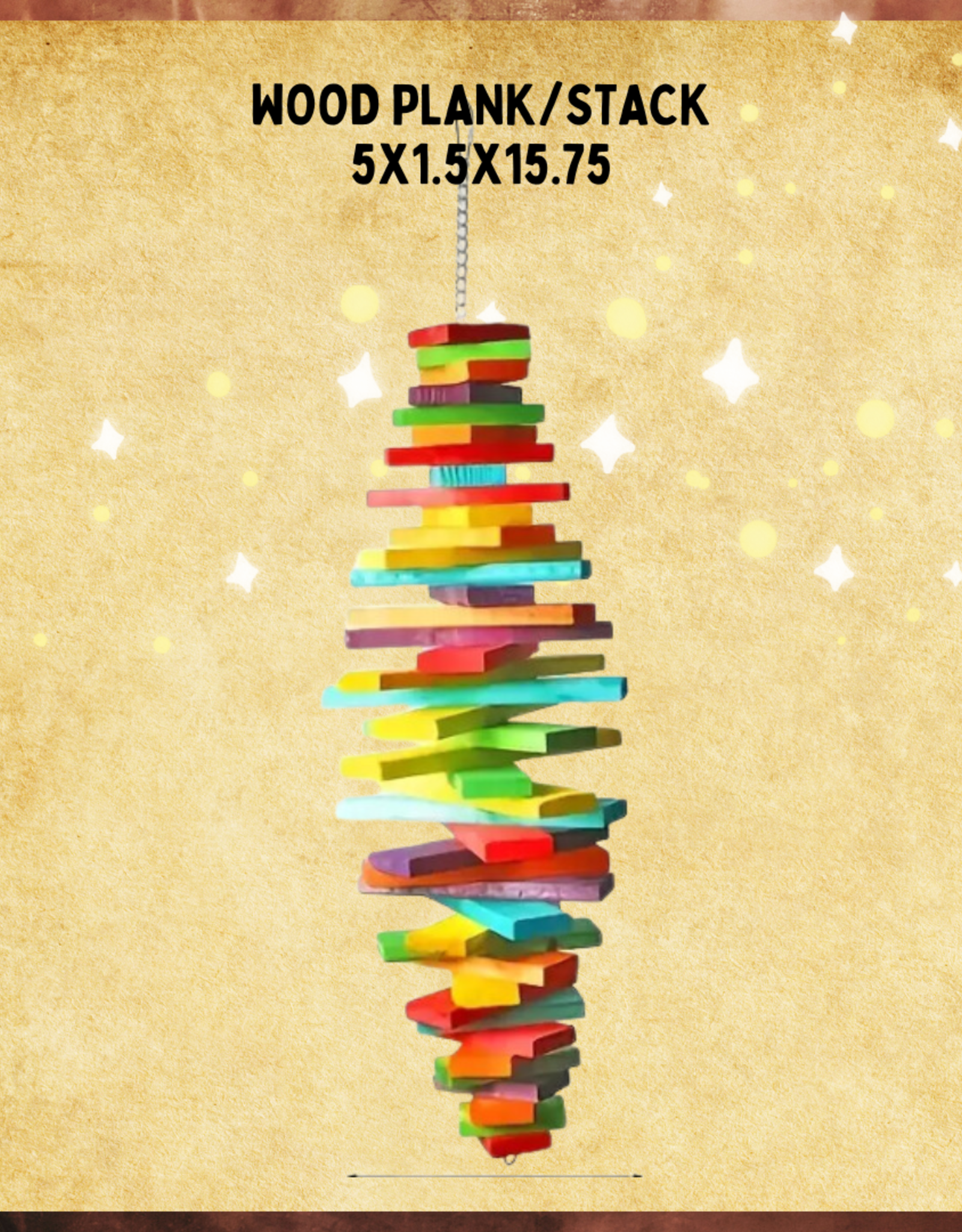 BIRD TOY- WOOD- 5X1.5X15.75- PLANK/STACK