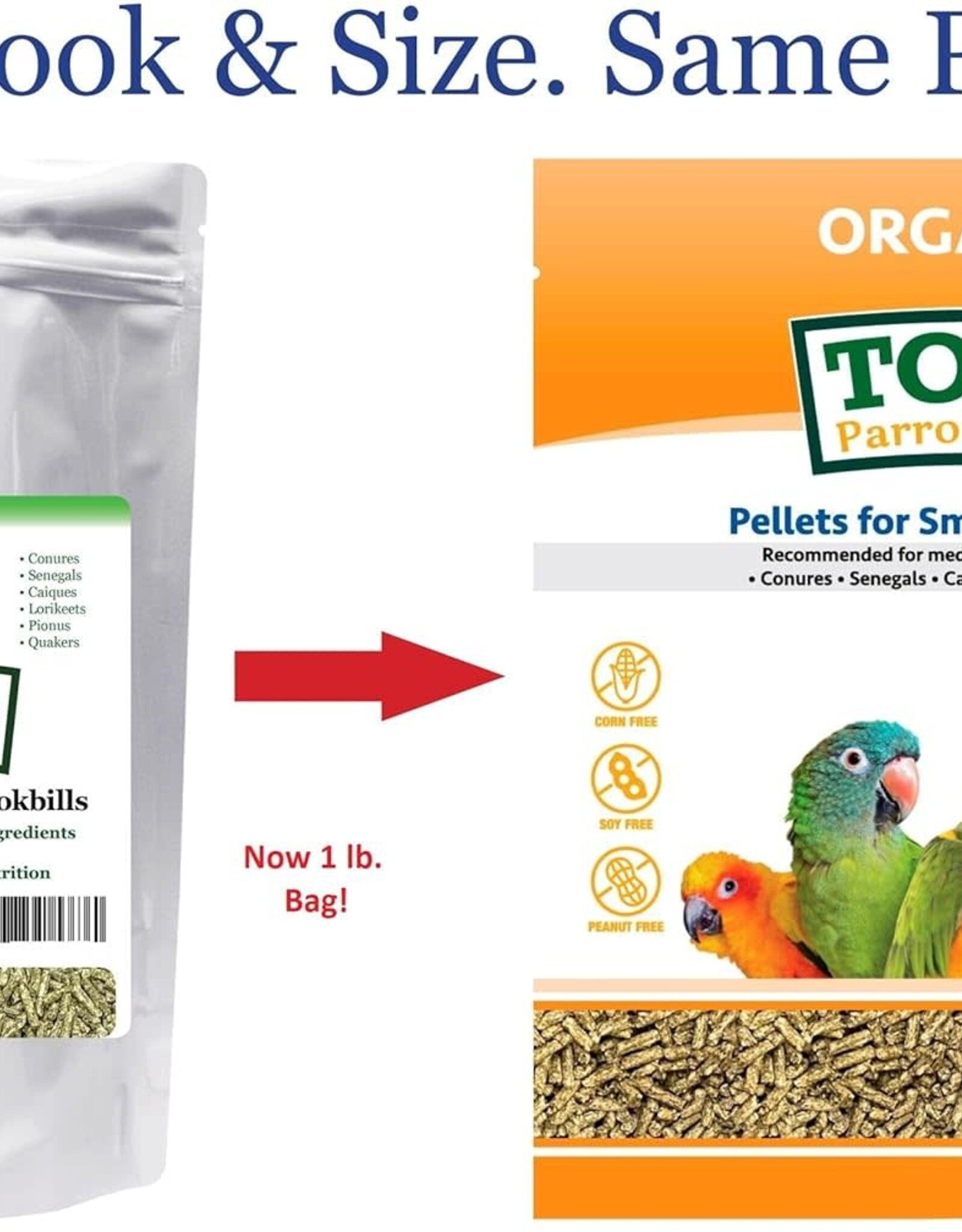 TOP'S PARROT FOOD TOP'S- OUTSTANDING BIRD PELLETS- HOOKBILL-  1 LB- SMALL