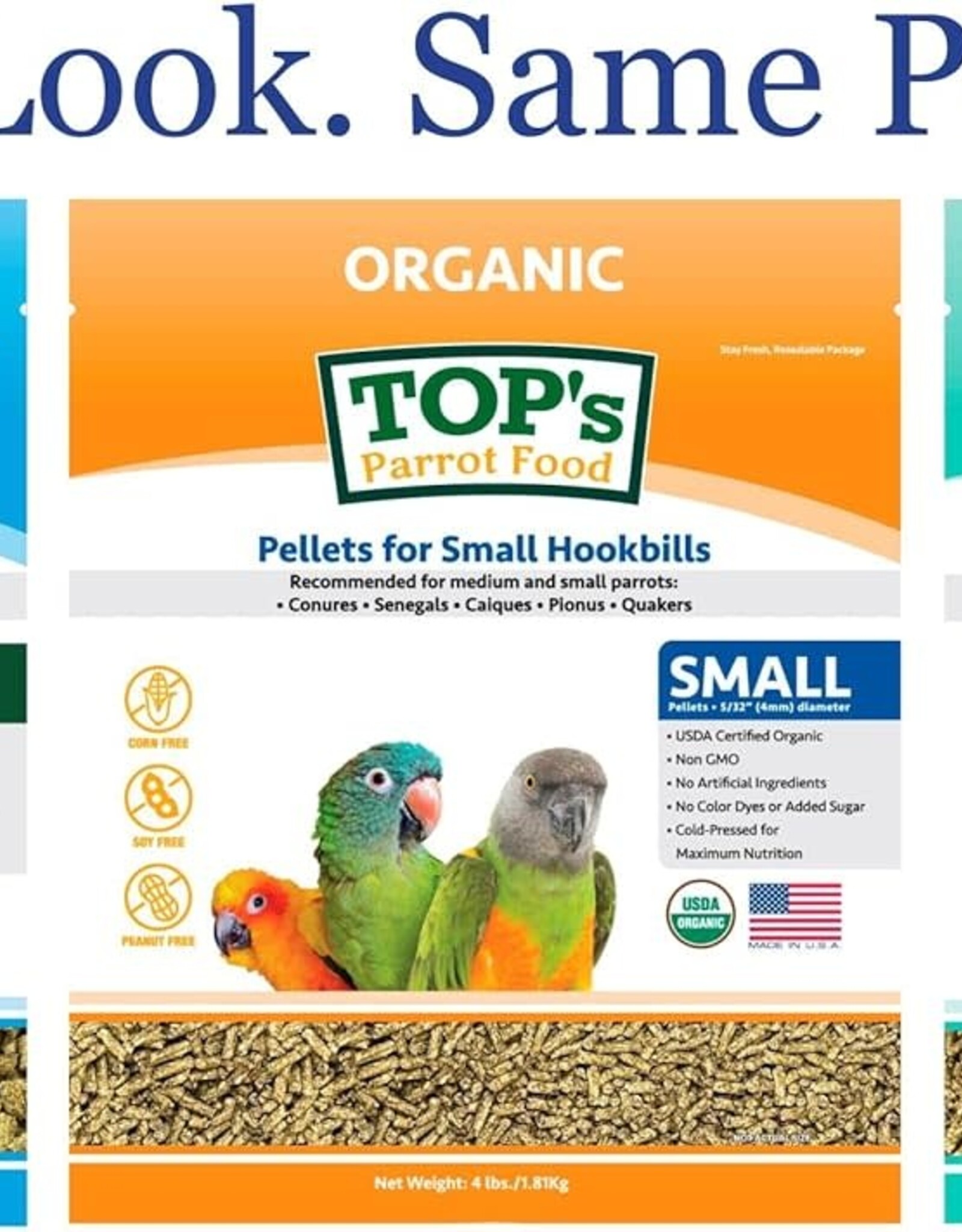 TOP'S PARROT FOOD TOP'S- OUTSTANDING BIRD PELLETS- HOOKBILL-  1 LB- SMALL