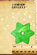 TOY  MAKING- BEAD- WOOD- 2.25X2.25X.5- 1/2 " HOLE- STAR- 6CM