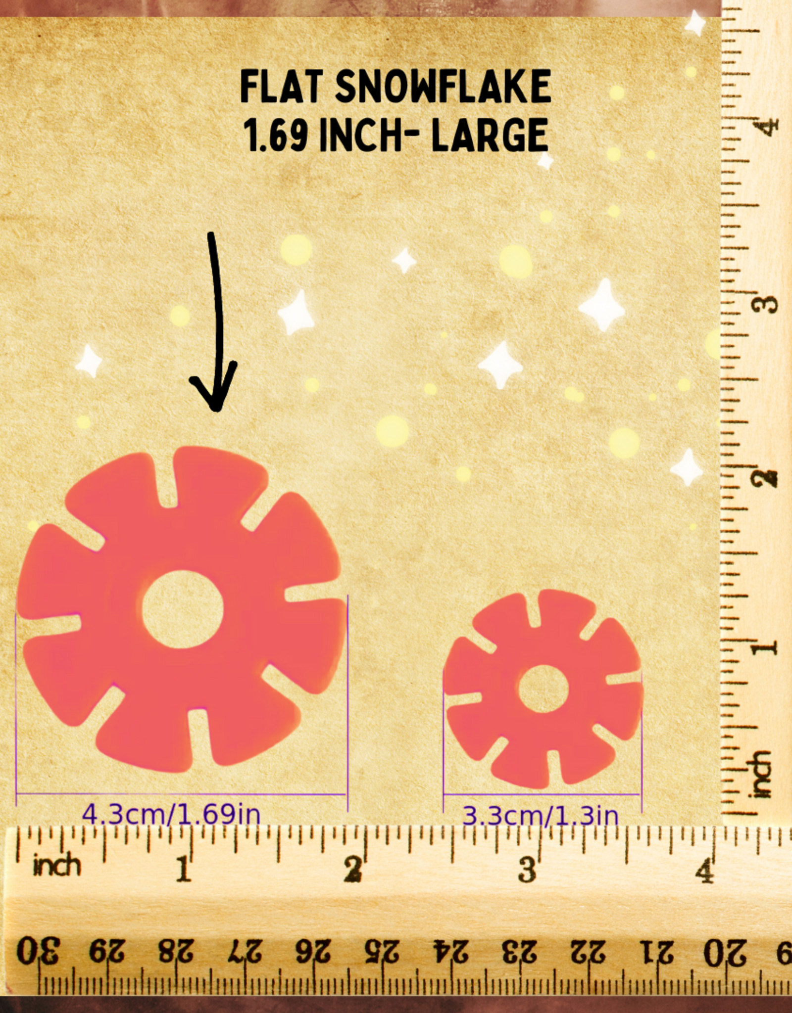 TOY MAKING- PLASTIC- 1.69X1.69- 5/16 HOLE- FLAT- SNOWFLAKES- LARGE