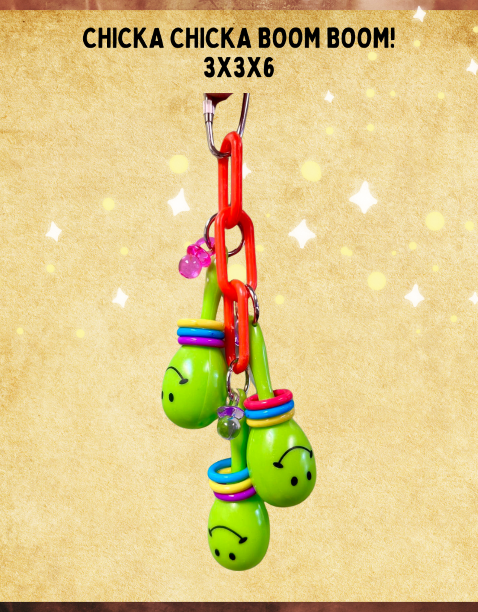 BIRD TOY- MARACAS- 3X3X6- CHICKA CHICKA BOOM BOOM!