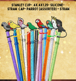 RHONDA'S AVIARY STANLEY CUP- .4X.4X1.25- SILICONE- STRAW  CAP- PARROT (ASSORTED) + STRAW