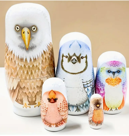 RHONDA'S AVIARY DECOR- 5.5X2.6 TO 1.57X.79- RUSSIAN  STACKABLE WOODEN DOLLS/BIRDS- EAGLE- SET OF 5