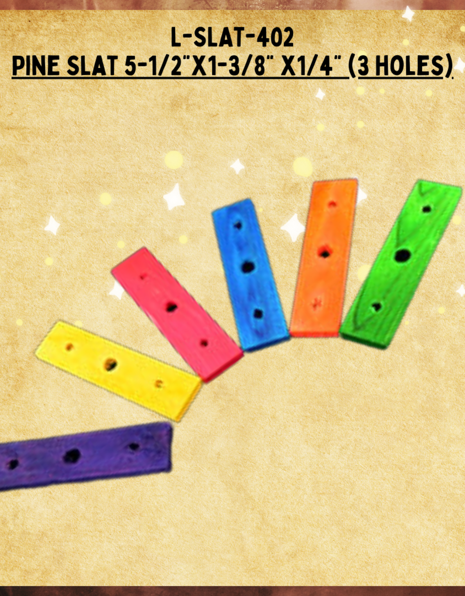 TOY MAKING- WOOD- 5-1/2X1-3/8X1/4- 3-HOLE SLAT- EACH