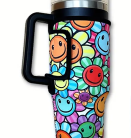 INSULATED CUP SLEEVE FOR STANLEY- TRAVEL MUG/CUP- 10.6X6- (TOP 3.8"/BASE 3")- 40 OZ - HAPPY FLOWERS