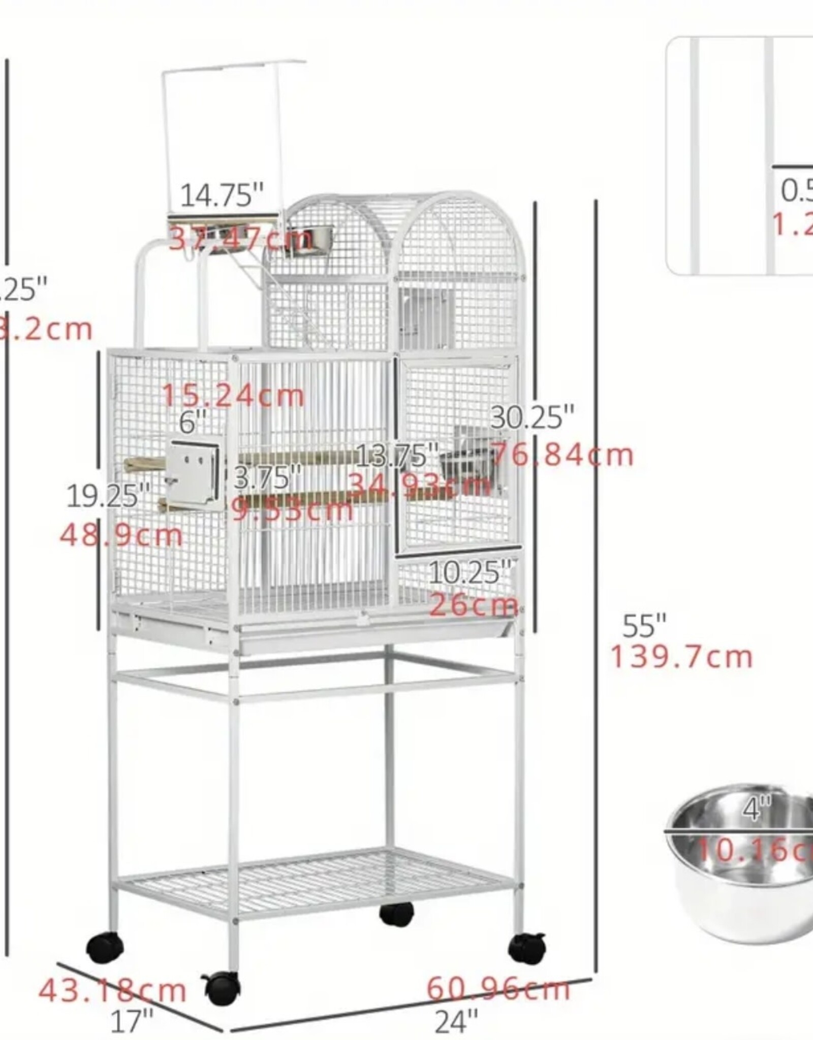 BIRD CAGE- 24x17x64.25- PLAYTOP- WHITE