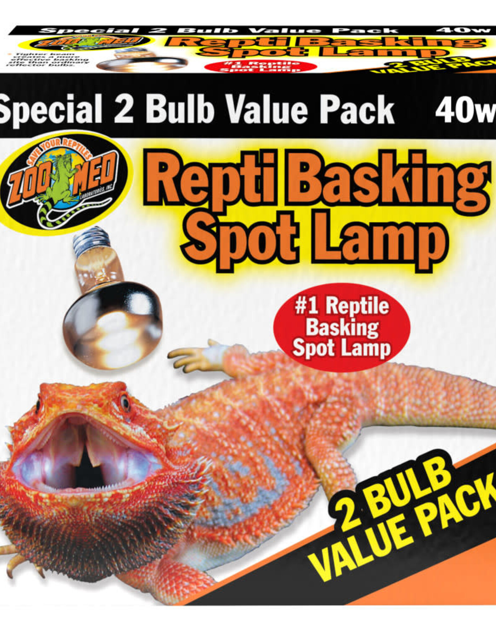 ZOO MED LABORATORIES, INC. ZOO MED- SL2-40- REPTI BASKING SPOT LAMP/BULB- 40W- 2 PK
