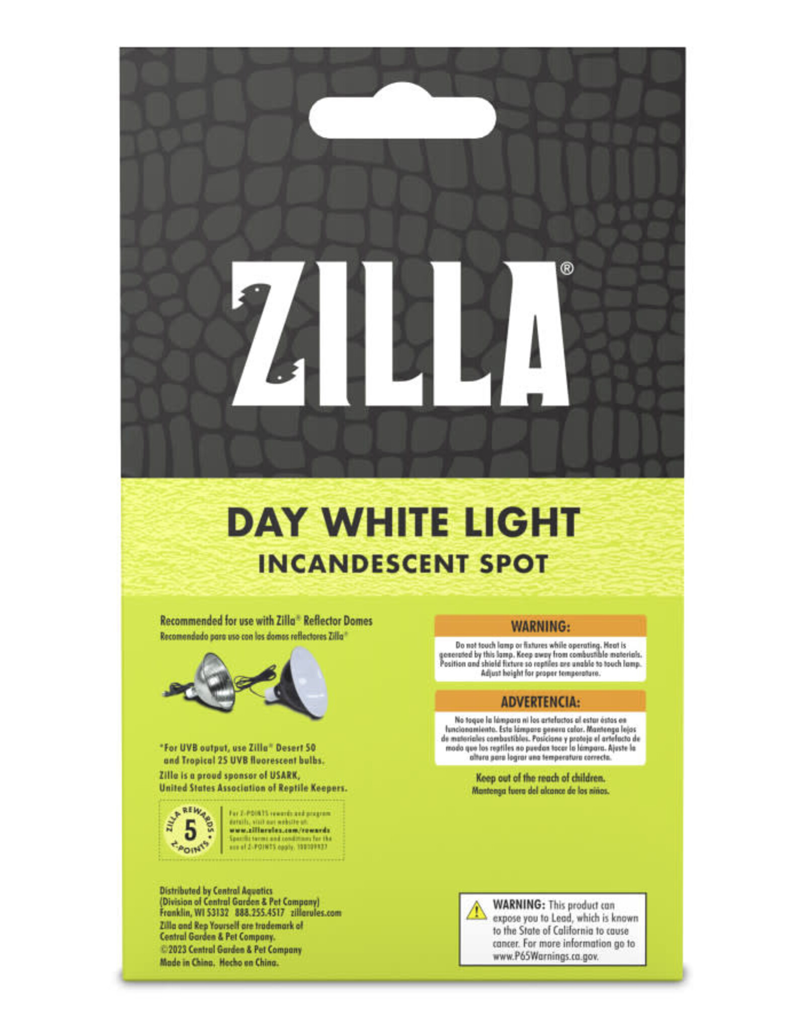 CENTRAL AQUATICS (ALL GLASS) ZILLA-  BULB- DAY WHITE- BASKING SPOT LIGHT- 150W