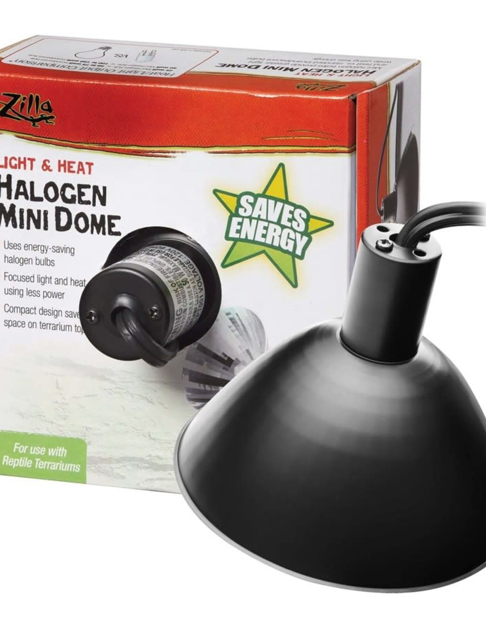 ZILLA PET PRODUCTS ZILLA- HALOGEN- LIGHT/HEAT- DOME LIGHT FIXTURE- 4.75X4.75X2.5- MINI