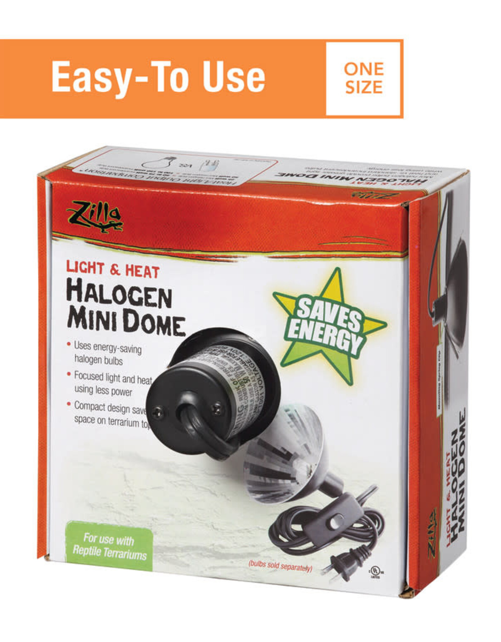 ZILLA PET PRODUCTS ZILLA- HALOGEN- LIGHT/HEAT- DOME LIGHT FIXTURE- 4.75X4.75X2.5- MINI