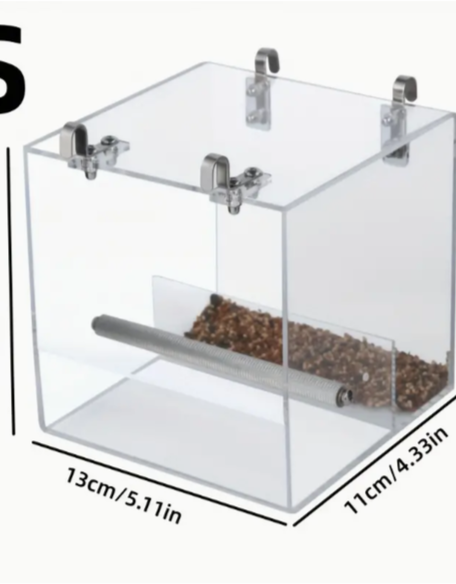 ACRYLIC- SEED SAVER- 5.11X5.11X4.33- BIRD FEEDER- SMALL