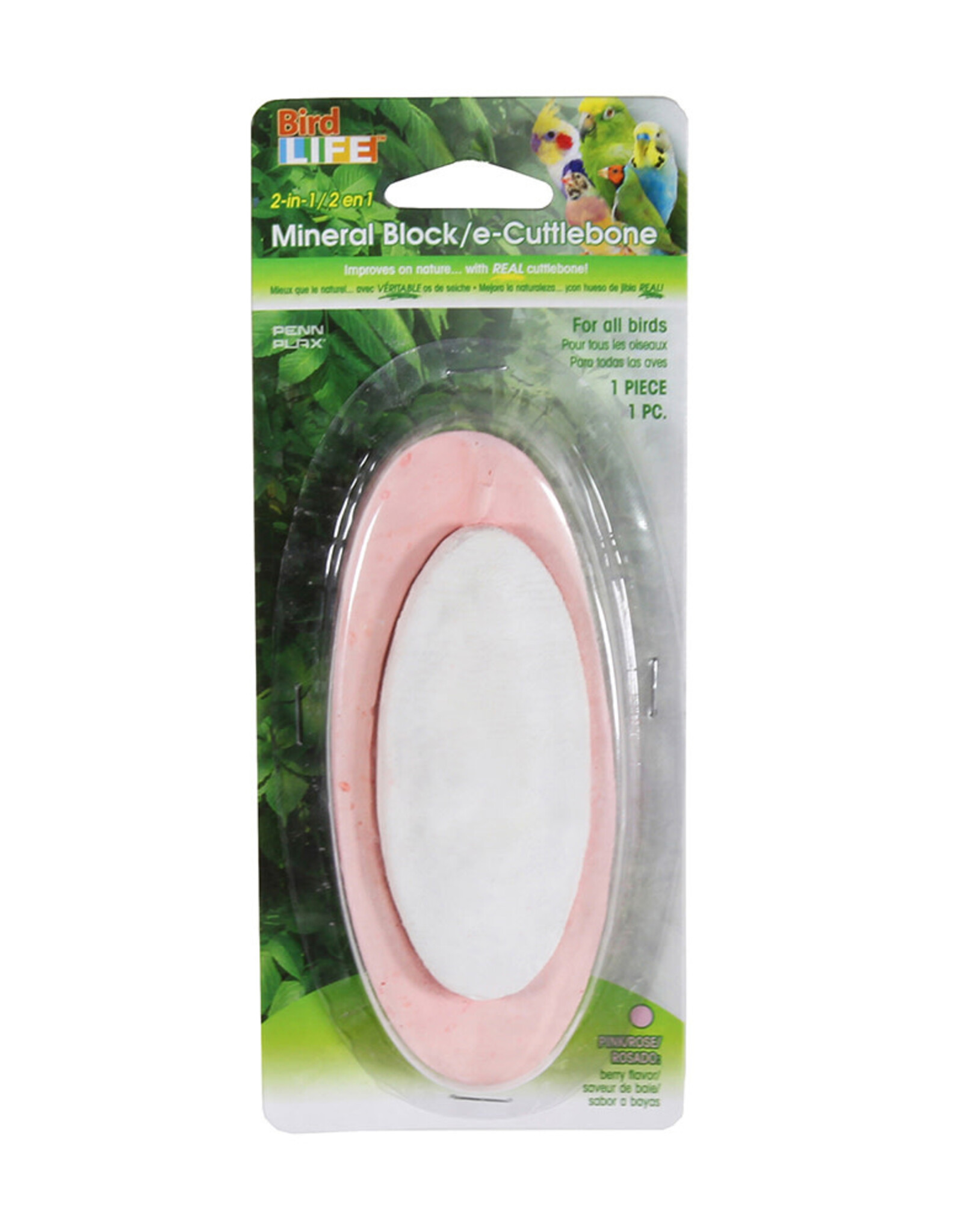 BIRD LIFE BA596- E-CUTTLEBONE+ MINERAL BLOCK- 6X3X1- BERRY
