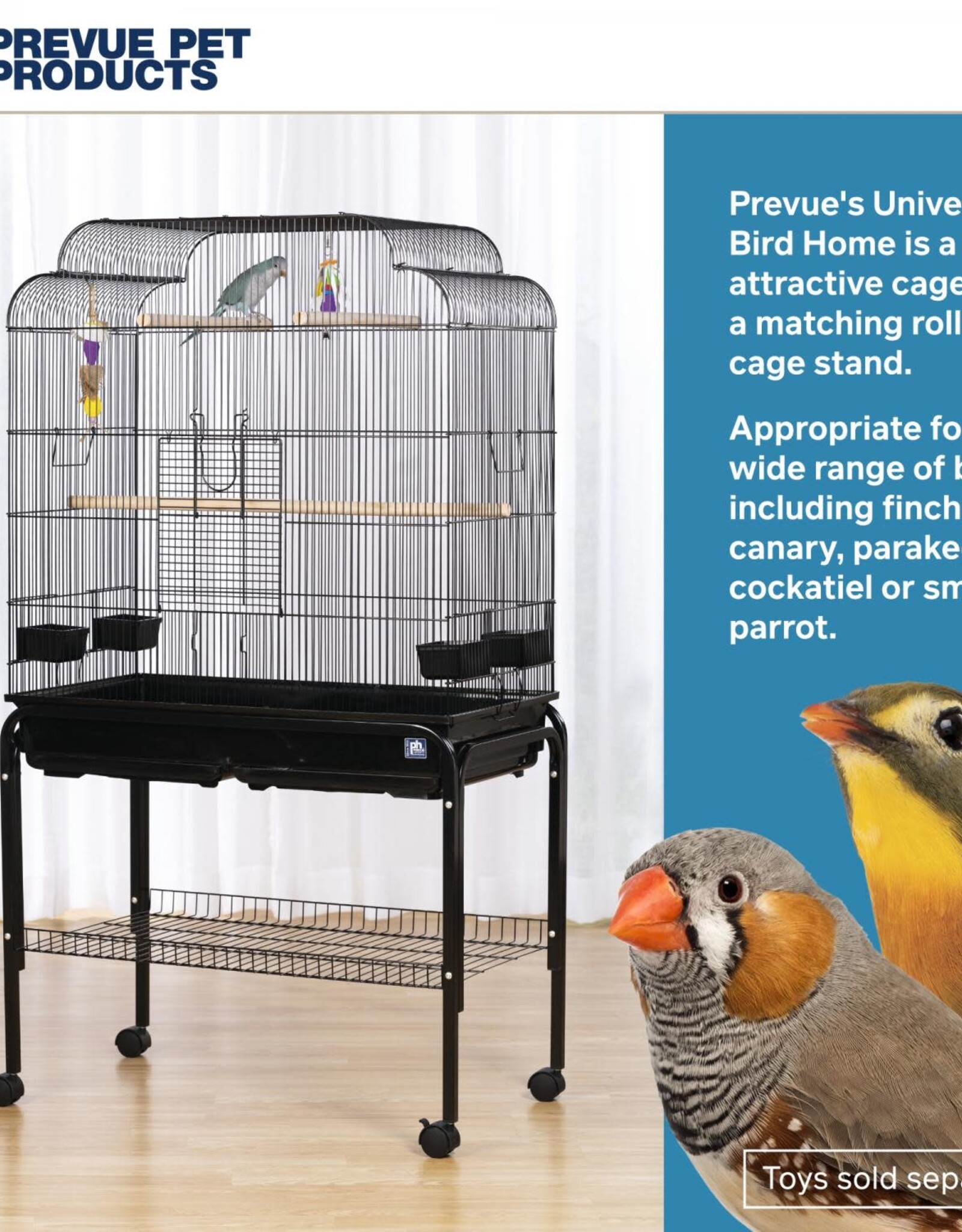 PREVUE PET PRODUCTS PREVUE- F090- BIRD CAGE- FLIGHT- 33X18.25X38 HIGH- WITH STAND (68 IN)- BLACK