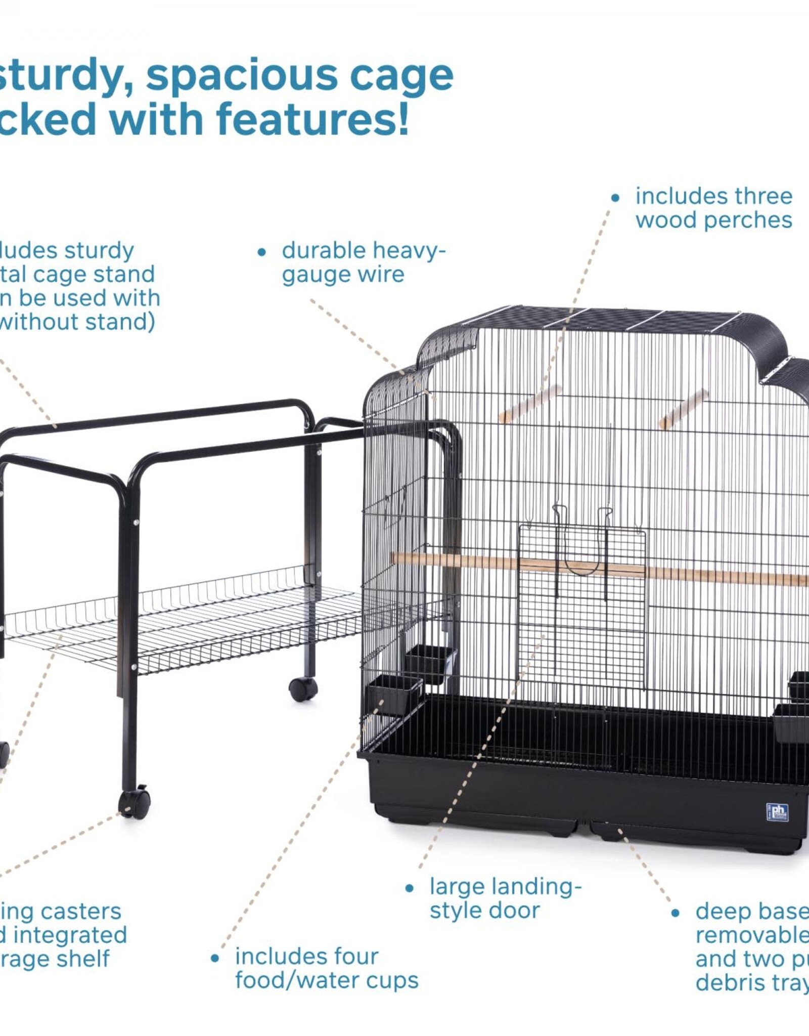 PREVUE PET PRODUCTS PREVUE- F090- BIRD CAGE- FLIGHT- 33X18.25X38 HIGH- WITH STAND (68 IN)- BLACK