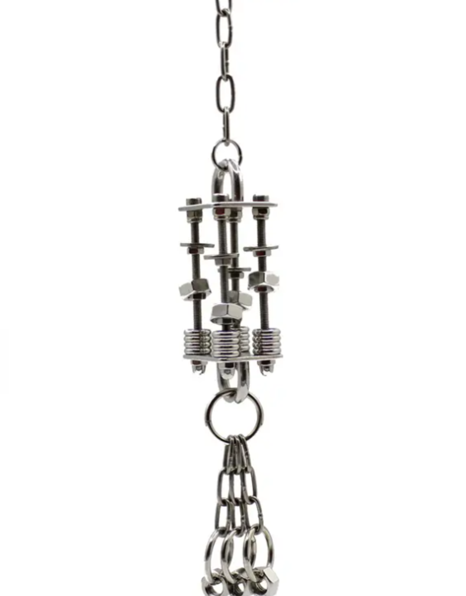 STAINLESS STEEL- BIRD TOY- 2x2x12- NUT PUZZLE