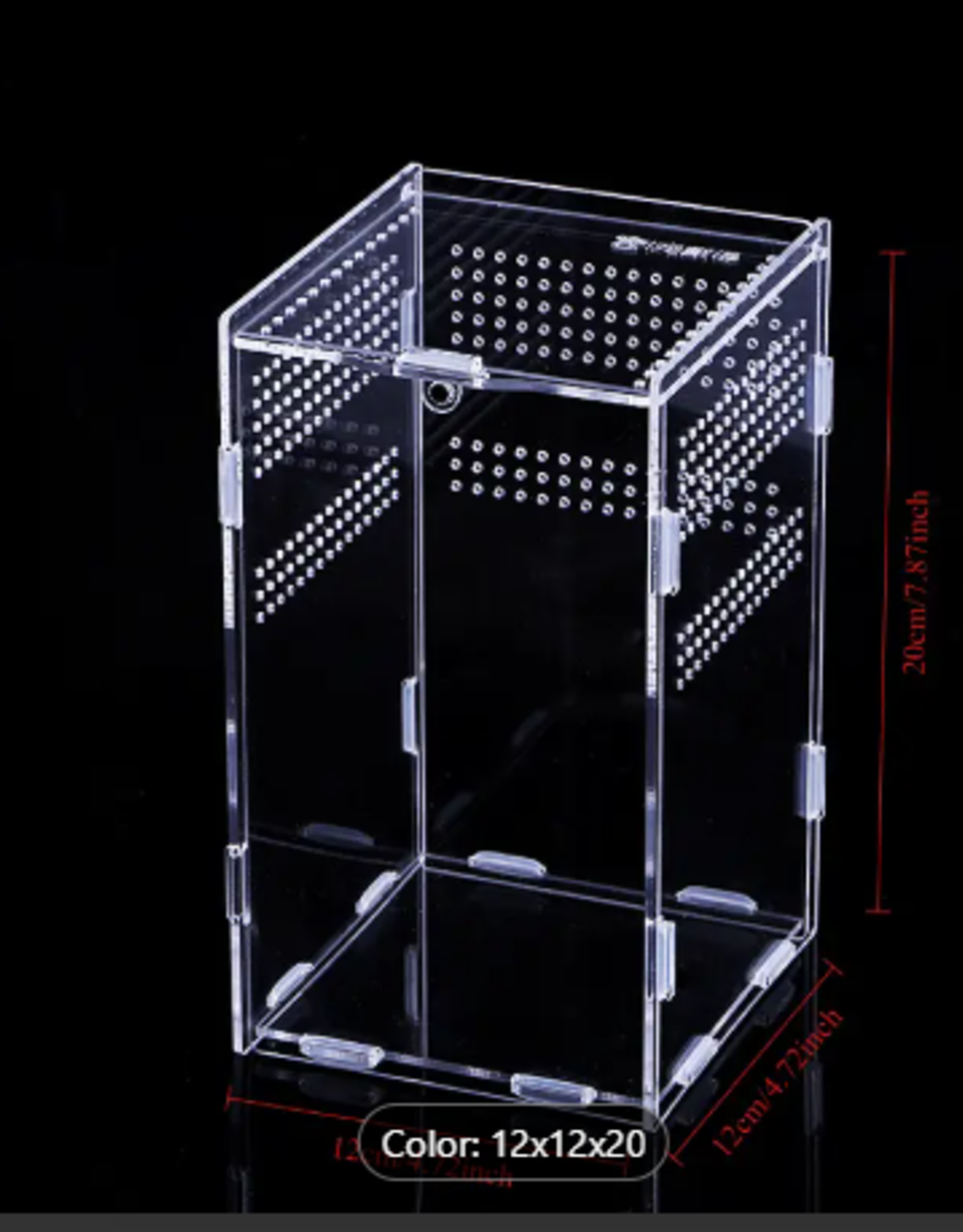 ENCLOSURE- ACRYLIC- BOX- HABITAT- 4.75 X 4.75 X 7.87 INCH- WITH MAGNETIC  LID