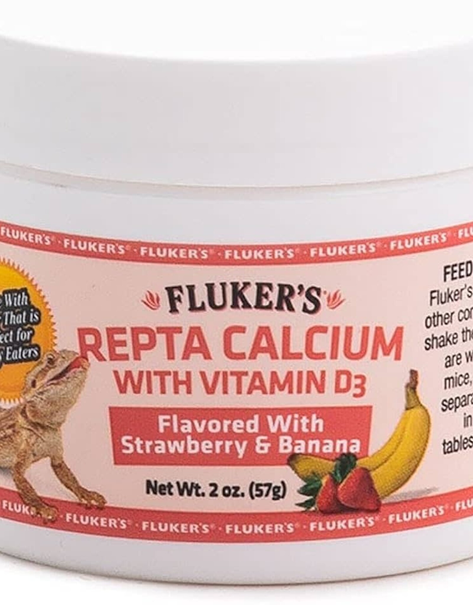 FLUKER LABS FLUKER'S- REPTA CALCIUM- STRAWBERRY- WITH D3- 2 OZ