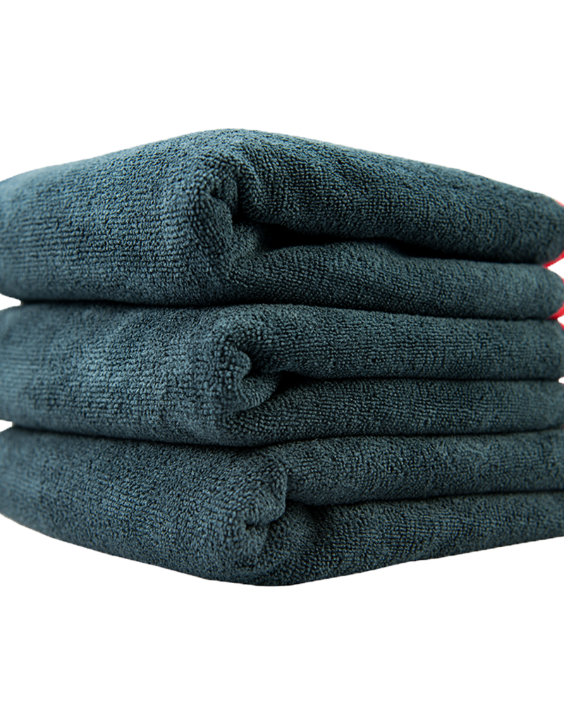 Chemical Guys MIC_508_03 Microfiber Towels 16X16 Heavy Black Towel, With Red Silk Edges - (3pcs/Bag) - 1Unit