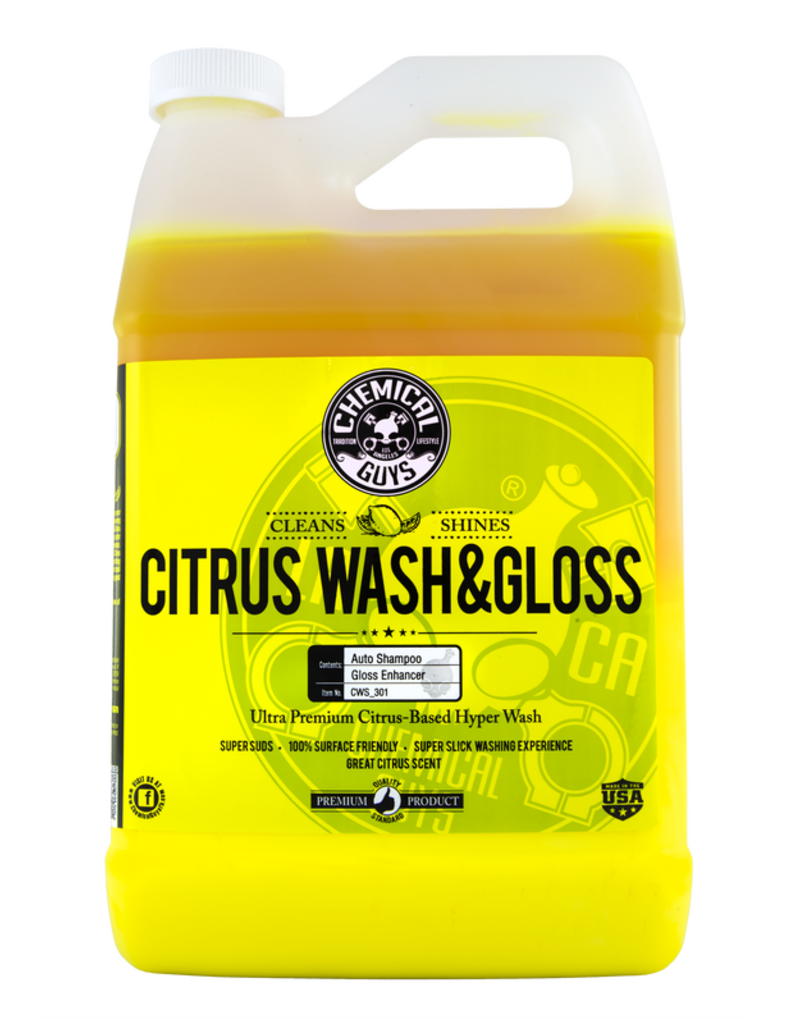 Chemical Guys CWS_301 Citrus Wash & Gloss Citrus Based Hyper-Concentrated Wash+Gloss (No-More Spots) (1 Gal)