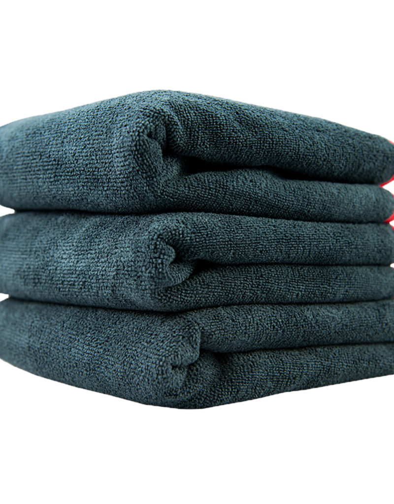 Chemical Guys MIC_508_03 Microfiber Towels 16X16 Heavy Black Towel, With Red Silk Edges - (3pcs/Bag) - 1Unit