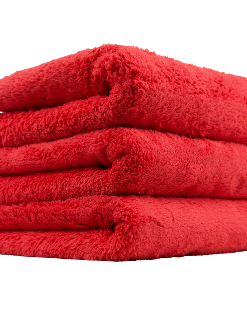 Chemical Guys Happy Ending Ultra Plush Edgeless Microfiber Towel, Red 16'' x 16'' (3 Pack)