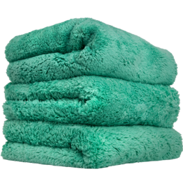 Chemical Guys Happy Ending Ultra Plush Edgeless Microfiber Towel, Green 16'' x 16'' (3 Pack)